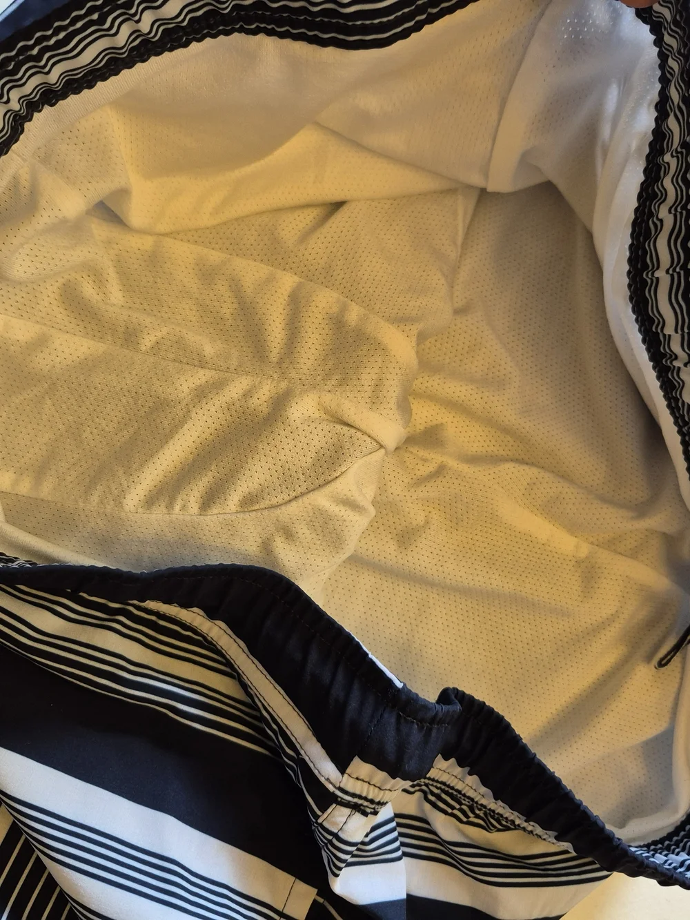 Surfside Supply Navy and White Striped Swim Trunks